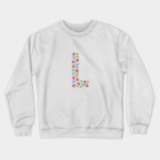 Floral Monogram Letter L - pink and blue Crewneck Sweatshirt